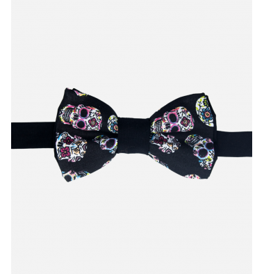 Black Bow Tie with Mexican Skulls